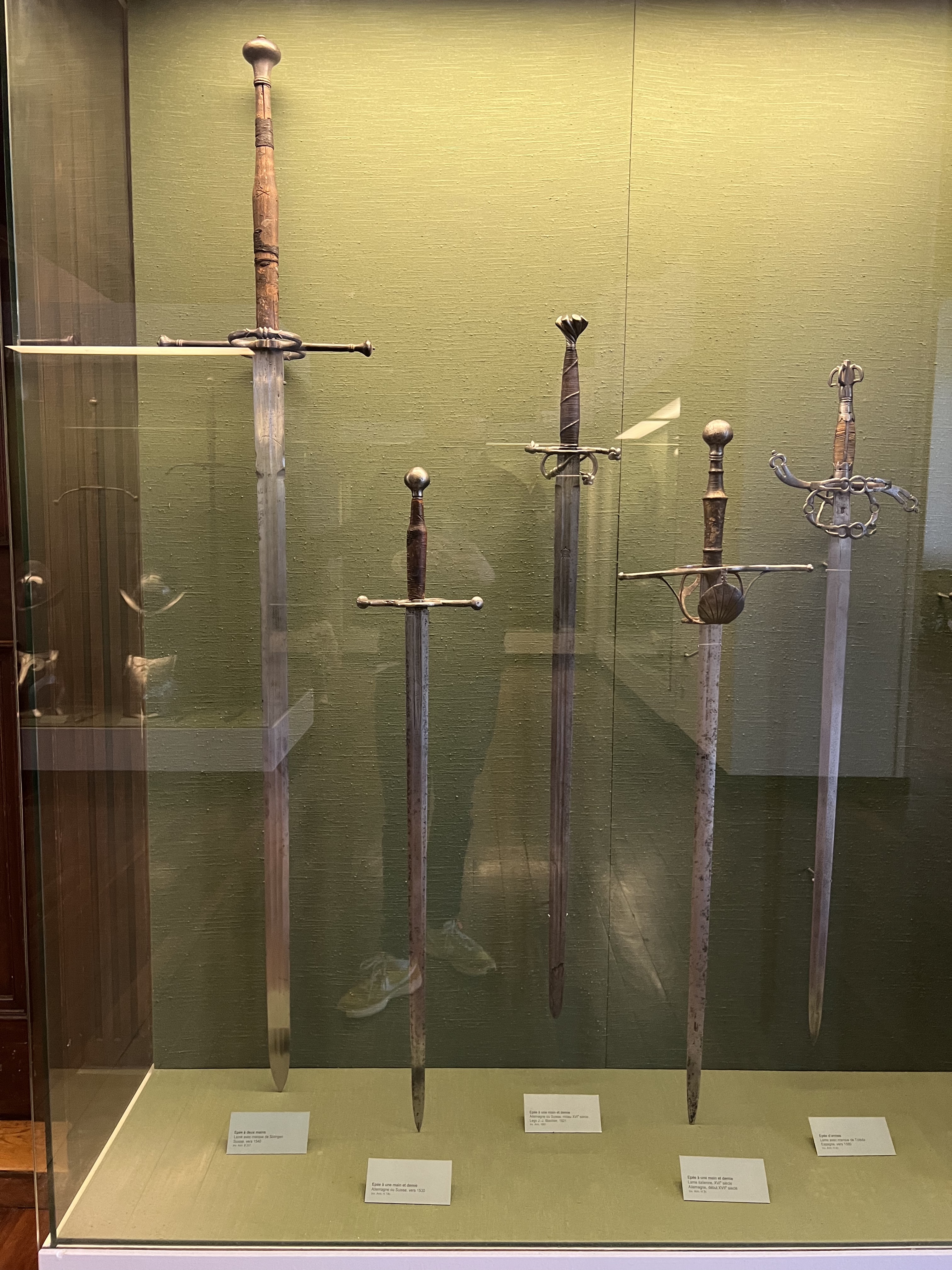 Medieval swords display case at Musée d'Art et d'Histoire Geneva