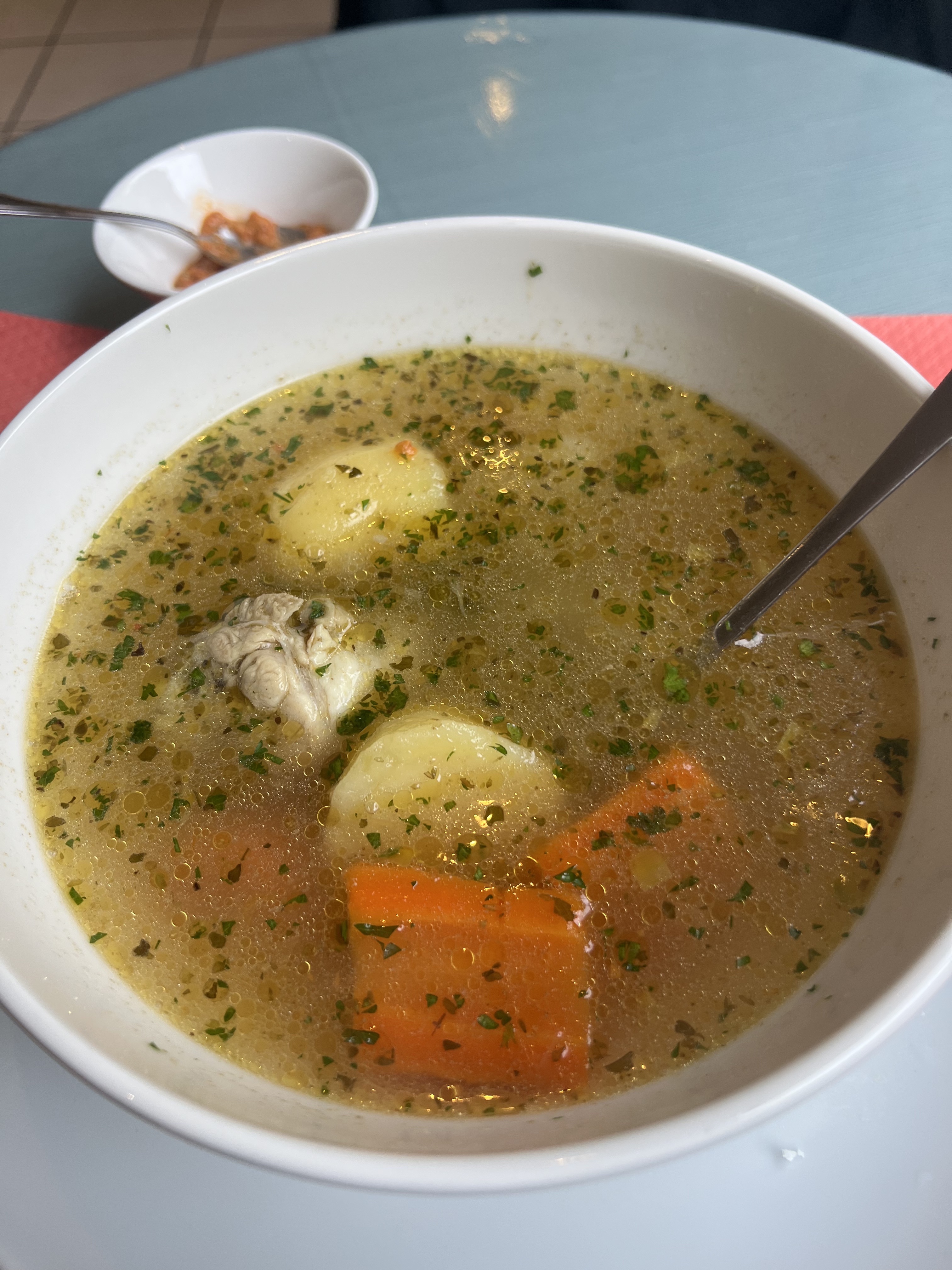 Bolivian soup — chicken, vegetables, herbs