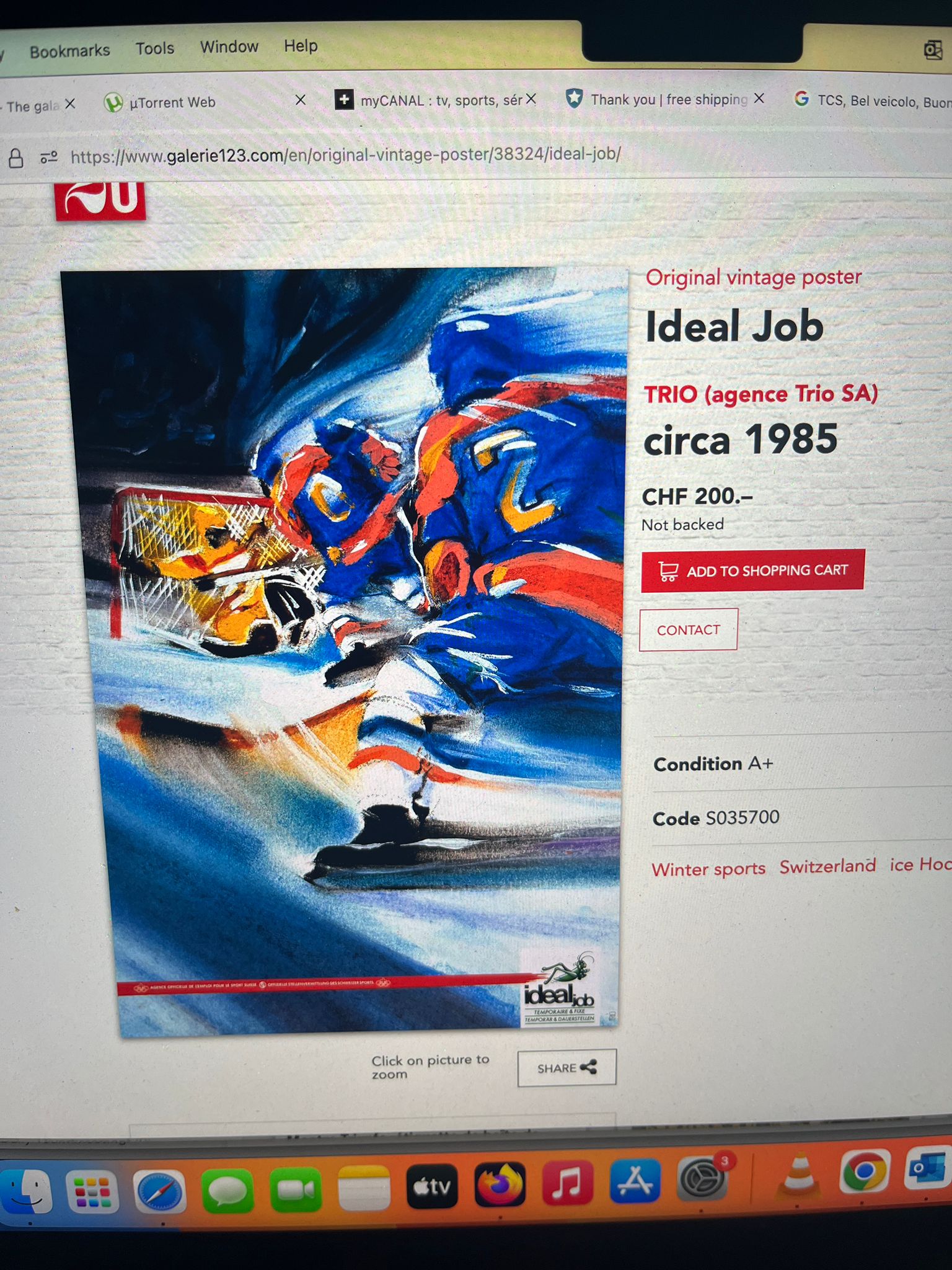 Galerie 1 2 3 website — vintage Swiss poster catalogue at galerie123.com