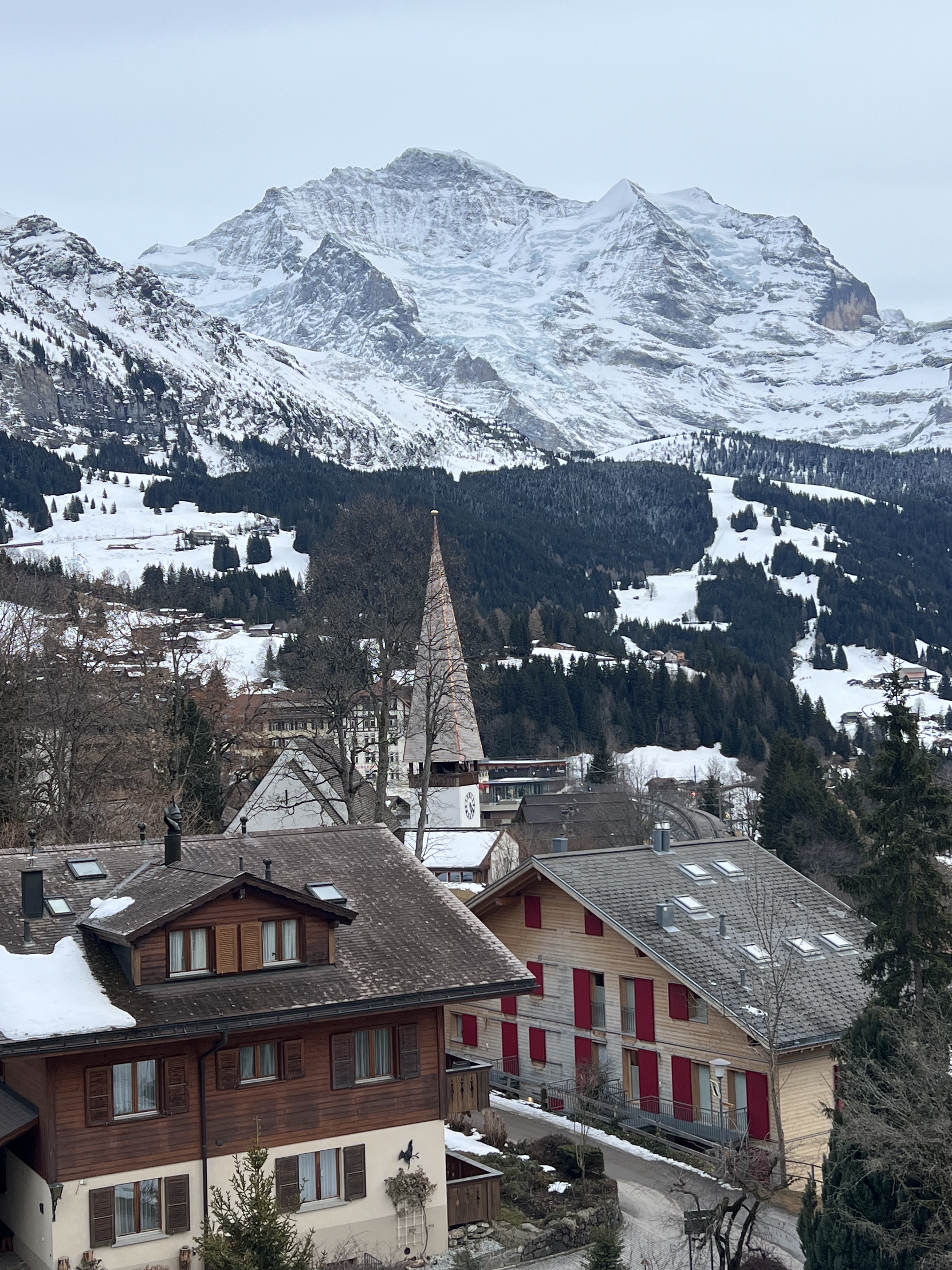 Wengen village and Jungfrau from Grand Hotel Belvedere