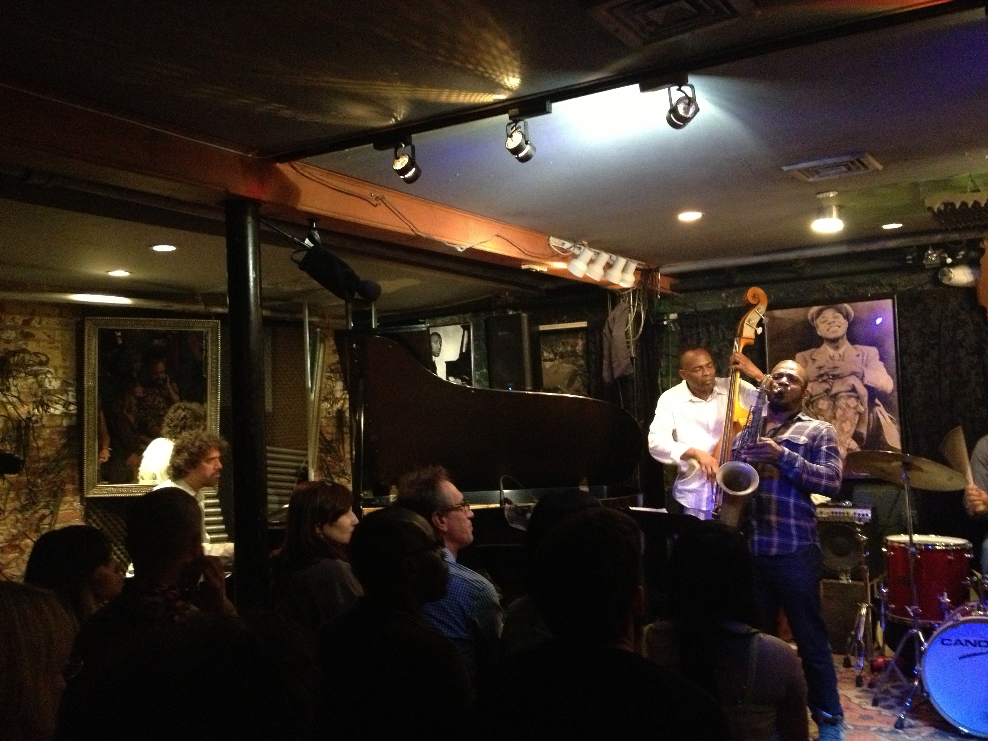 Smalls Jazz Club, 183 West 10th Street, Greenwich Village, New York — saxophonist and bassist on stage