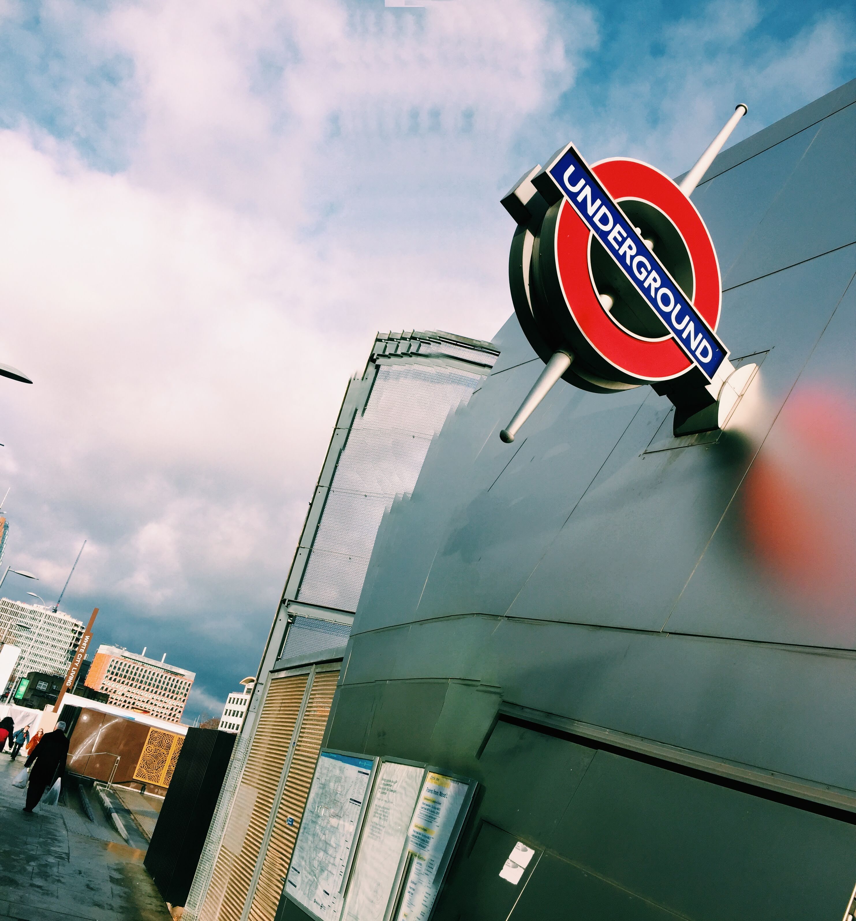 Latimer Road tube station platform, golden hour light, panorama distortion