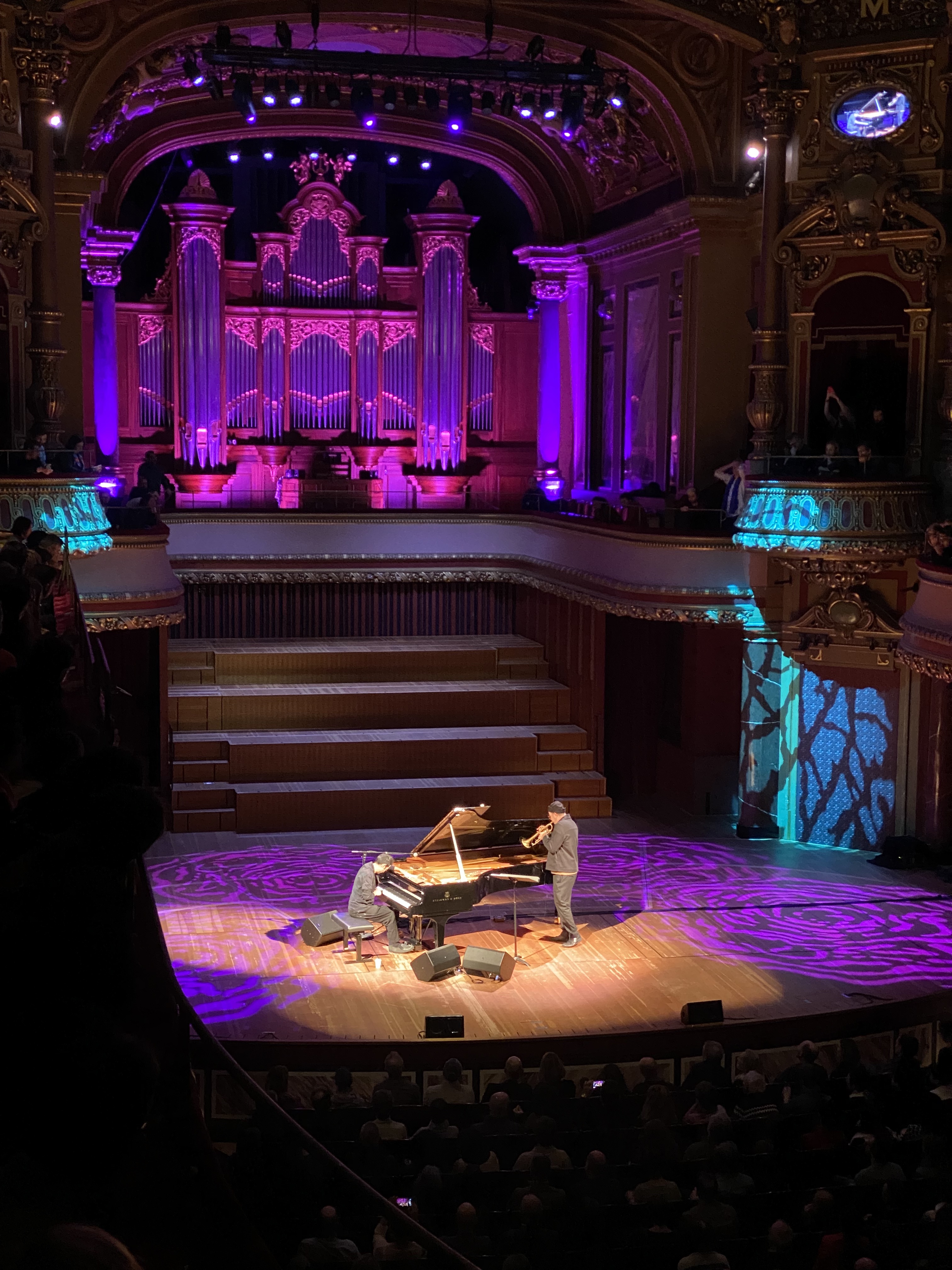 Trumpet player on stage at Victoria Hall, Geneva